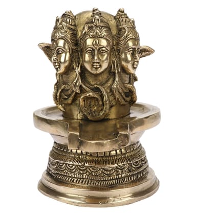 ARTVARKO Brass Metal Large Shivling Murti Idol Three Faces Shiva Shivlingam Puja Statue God Figurine for Home Decor Temple Showpiece