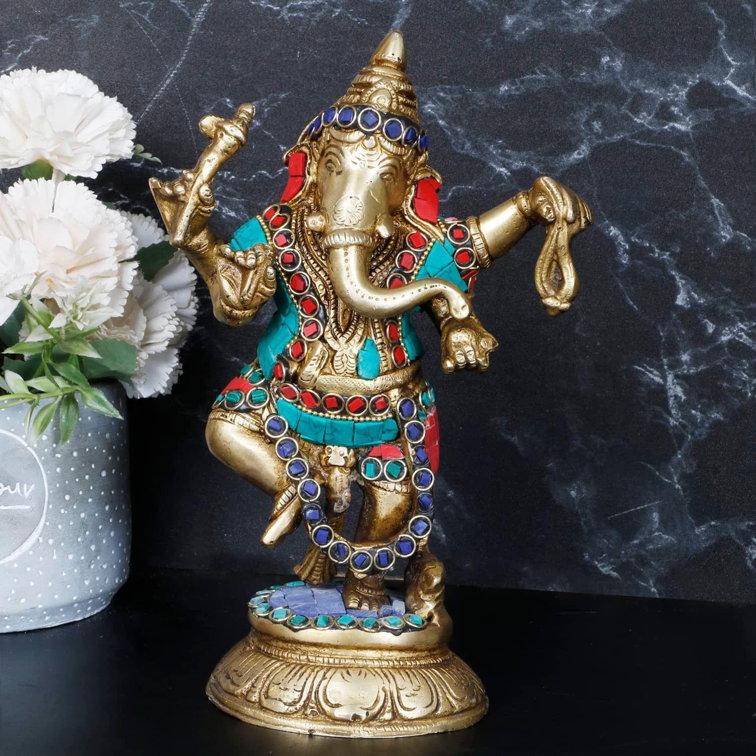 Buy CraftVatika Ganesh Idol Murti Showpiece for Home Decor Gift Gold Plated  Metal Lord Ganesha Sitting on Moon Idols Statue Good Luck & Success Online  at Low Prices in India - Amazon.in