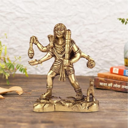 ARTVARKO Brass Idol Kaal Bhairav Murti Kalbhairav Bhairo Baba Kaala Bhairava Sculpture Mahakal Diety Avatar of Lord Shiva with Dog Tantric Product Height 7 Inch