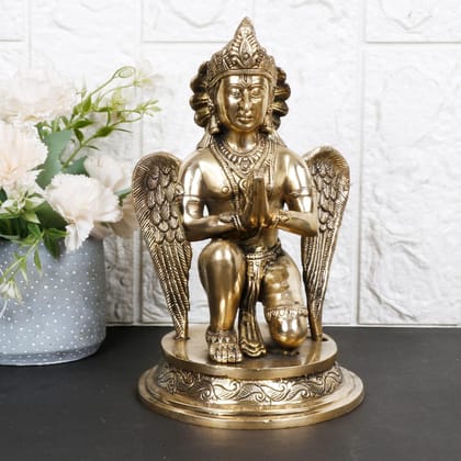 ARTVARKO Brass Metal Garuda Idol Statue Vishnu's Vehicle Vahana Eagle for Home Decor Vaastu Feng Shui Vastu Lucky Charm Gift Gold Color Height 9 Inch