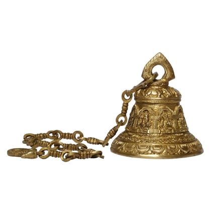 Artvarko Brass Metal Antique Ashta Vinayaka Temple Hanging Bell Lord Ganesha Engraved for Home Decor Temple Mandir Pooja