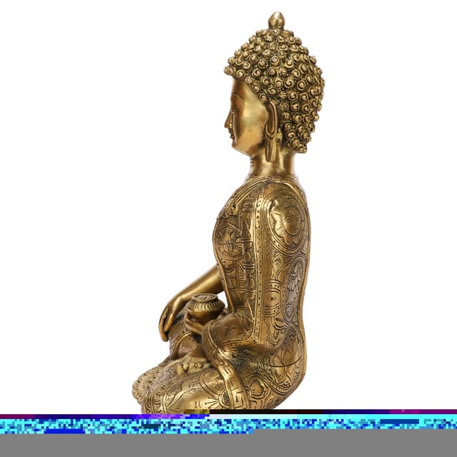 ARTVARKO Big Brass Buddha Statue Buddhism Life Sign Earth Touching
