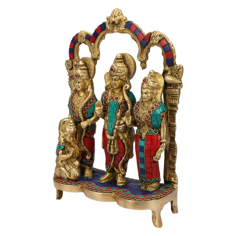 Artvarko Brass Metal Lord Ram Darbar Murti Rama Sita Laxman Hanuman God Statue Idol Ram Darbar