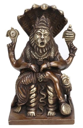 ARTVARKO Antique Brass God Narasimha Statue Lord Religious Idol Home Decor Height 8.5 "