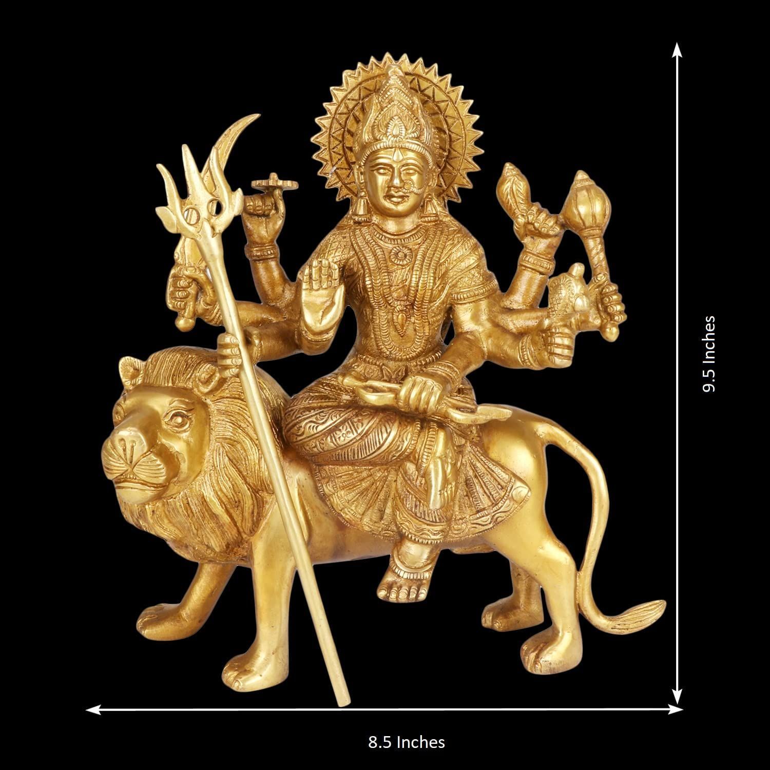 ARTVARKO Goddess Vaishno Devi | Maa Durga Murti for Puja Statue Brass Sculpture Art Indian Decor Puja Idol 9.5 Inches