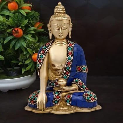 ARTVARKO Brass Buddha Statue Blessing Murti for Home Decor Entrance Office Table Living Room Meditation Luck Gift Feng Shui 6.5 Inches Multicolor