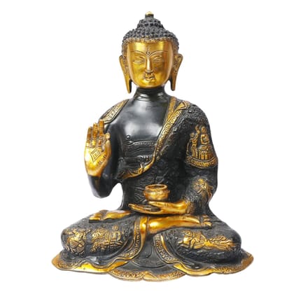 ARTVARKO Bhagwan Buddha Statue Blessing Face Murti for Home D�cor Entrance Office Table Living Room Meditation Luck Gift Feng Shui 12 Inches Large Statue Copper Black Color