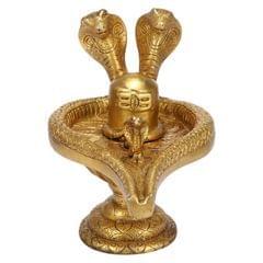 ARTVARKO Brass Shiva Shivling Idol with Naag Nagin Couple Family for Temple Home Mandir Decor Shiv Lingam Pooja Puja Vastu Height 7 Inch