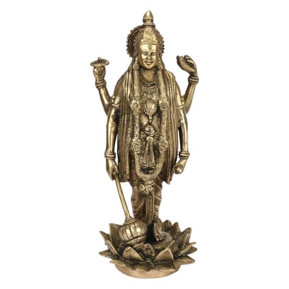 ARTVARKO Brass Lord Vishnu Idol Standing on Lotus Statue Idol for Home D�cor Entrance Temple Mandir Puja Pooja Diwali Gift Large Height 12 Inch