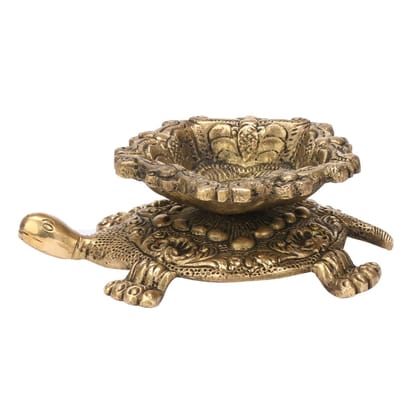 Artvarko Brass Metal Tortoise Oil Diya for Home Gallery Entrance Decor Diwali Decorative Table Deepak Deepam Gift Large Katori Temple Gold Color