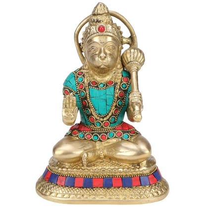 ARTVARKO Brass Bajrangbali Sankat Mochan Hanuman JI Statue Bhagwan Murti for Home Office Entrance Temple Mandir Decoration Pooja Gift 7 Inches