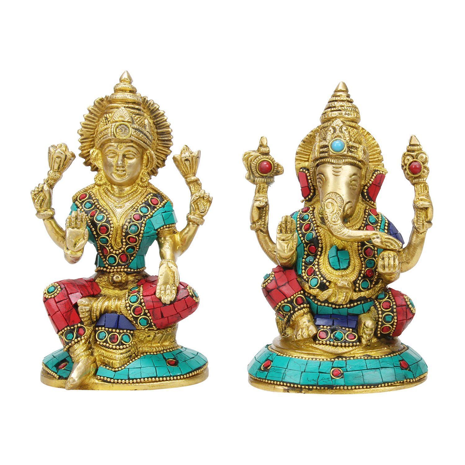 ARTVARKO Brass Laxmi Ganesha Statue Ganesh Murti for Blessing Health Happiness and Stability at Home D�cor Office Diwali Gift Height- 6 Inches