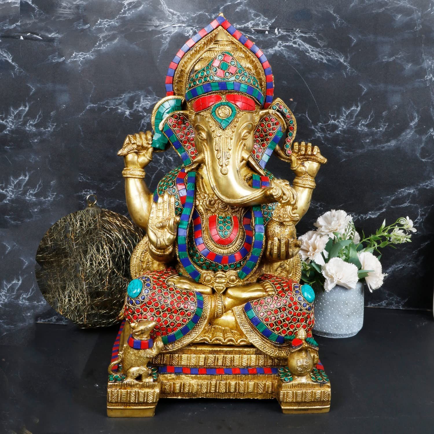 Ganesha Statue Small Brass Ganesh Hindu God Home Temple Pooja Decor Gift  Idol | eBay
