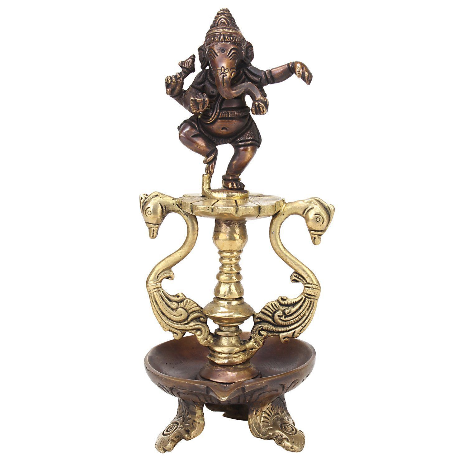 Artvarko Brass Metal Ganesh Statue God Ganpati Idol Oil Lamp Diya Handmade Home Decor for Puja Decorative Diwali Deepak Weeding Gift Mandir