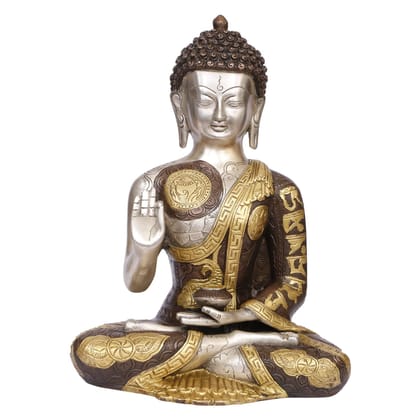 ARTVARKO Brass Blessing Buddha Statue Murti for Home D�cor Entrance Office Table Living Room Meditation Luck Gift Feng Shui 12 Inches.