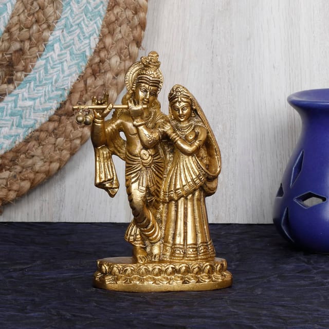 GOLDGIFTIDEAS 24K Gold Plated Radhe Krishna Idol for Car Decor, Radha Shyam  Statue for Home