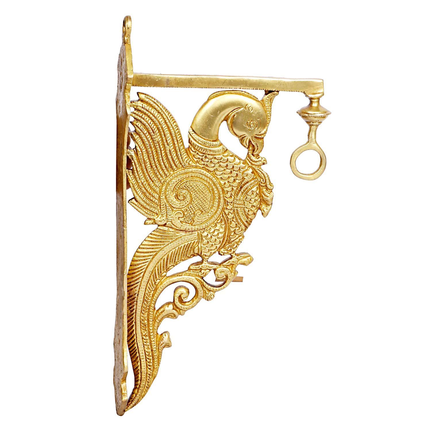 ARTVARKO Brass Traditonal Parrot Design Hook Holder for Wall  Lantern/Chain/Bells/Diya