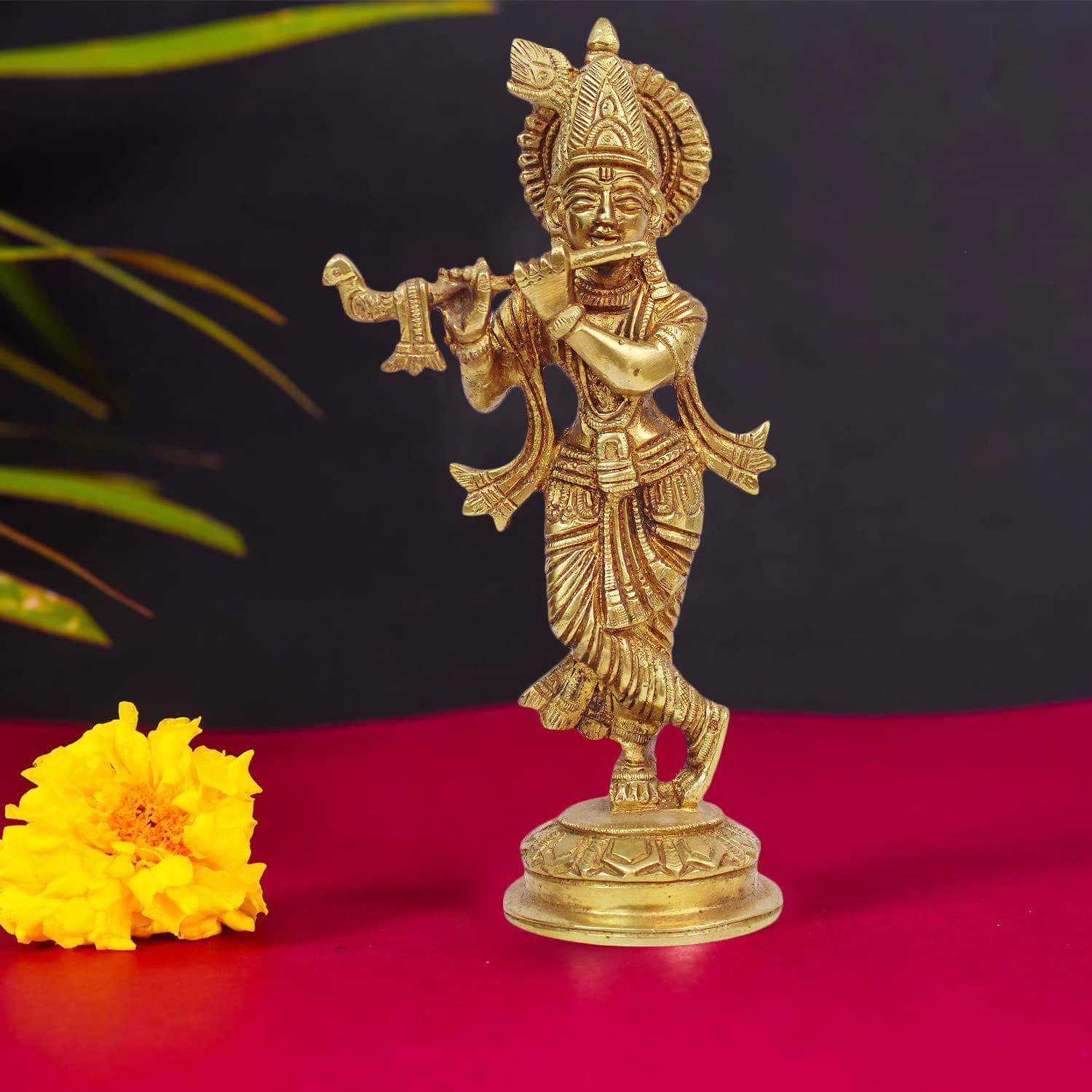 Silver Lord Krishna Statue Standing | BELIRAMS SILVER GIFTS
