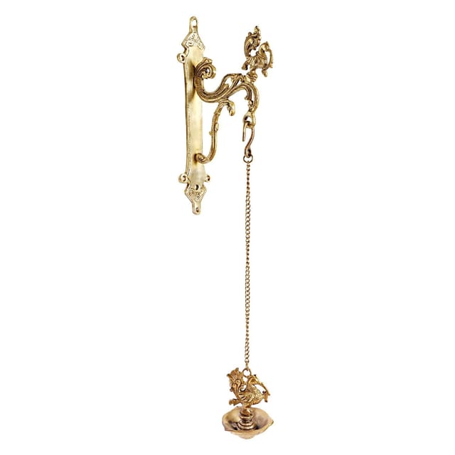 ARTVARKO Brass Traditonal Parrot Design Hook Holder for Wall  Lantern/Chain/Bells/Diya