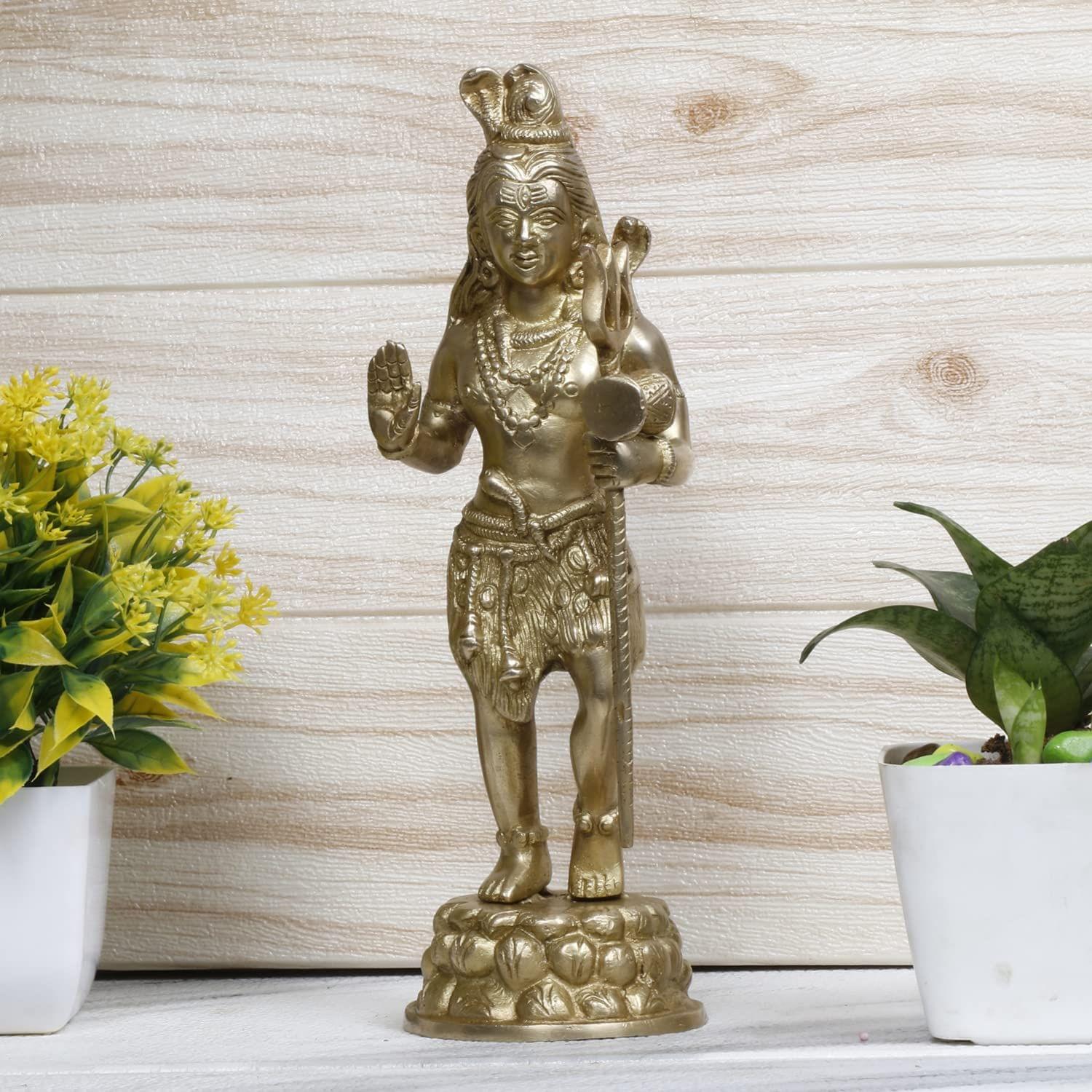 ARTVARKO Standing Blessing Lord Shiva Idol Brass Murti Statue for Mandir Temple Home D?cor Vaastu Gift 12 Inch