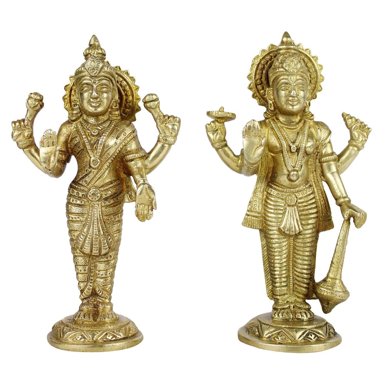 ARTVARKO Brass Lord Bhagwan Vishnu Narayan Lakshmi Laxmi Statue