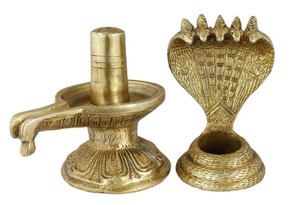 ARTVARKO Shivling Idol Brass Shiva Murti Shivlingam Puja Statue God Mandir Temple Pooja Puja Home Decor Vastu Showpiece Height 6 Inches