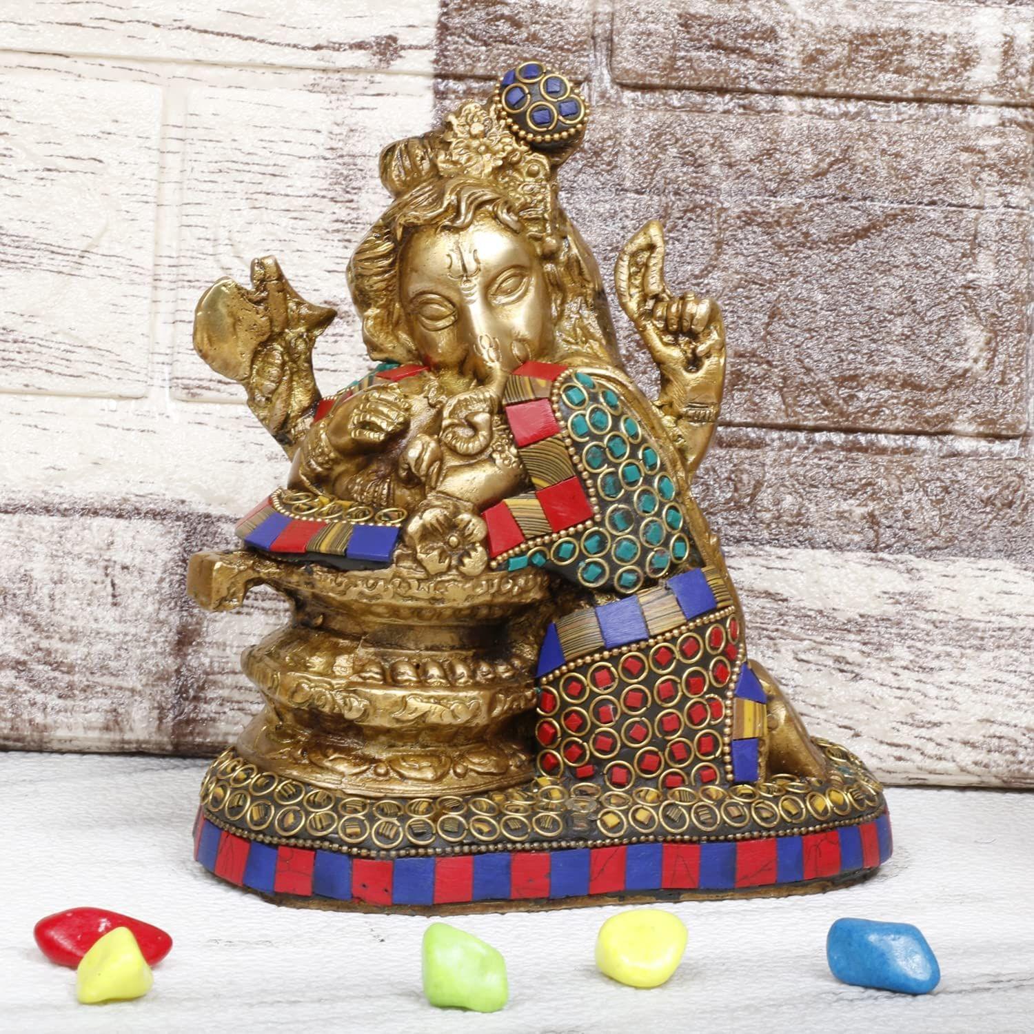 Amazon.com: Indian God Ganesha Lakshmi Statue - 5.3”H Indian Idol Laxmi  Ganesh with LED Diyas for Diwali Gifts Decor Home Office Mandir Temple  Altar Puja Item Hindu Murti Pooja Sculpture : Home
