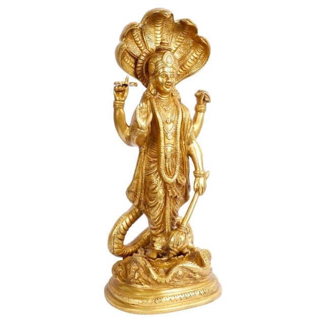 ARTVARKO Brass Big Lord Vishnu Idol Standing On Sheshnag, Bhagwan Murti  Venkatesh Lakshmi Narayan Sculpture Decorative Idols Statue for Home D?cor  Mandir Pooja Temple Gift 17 Inch.