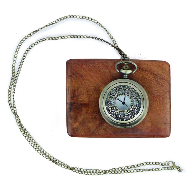 k.v handicrafts Antique Brass Analog Gandhi Watch / Pocket Watch With  Stylish Wooden Box (Dollond Black Antique Dial) K-BA-50-P-00004 Brass  Antique Brass Pocket Watch Chain Price in India - Buy k.v handicrafts