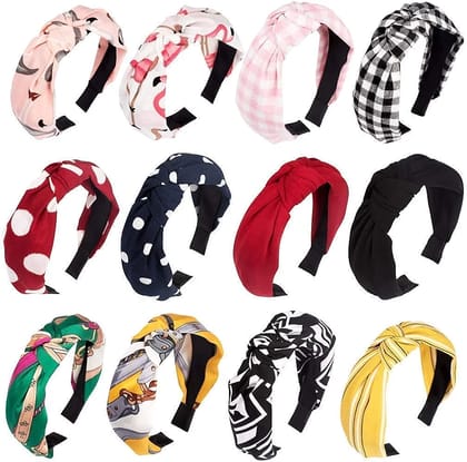 Printed Wide Fabric Knotted Headbands for Girls And Women (Multicolor)