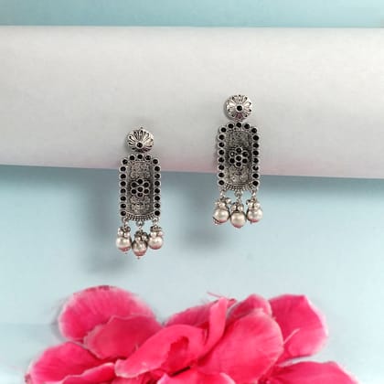 Neeara Fashion's  Oxidised, Vintage Inspired, Antique Finish Drop Earrings