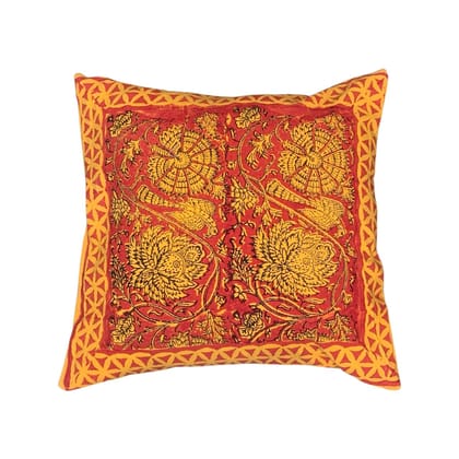 Orange Block Printed Cushion