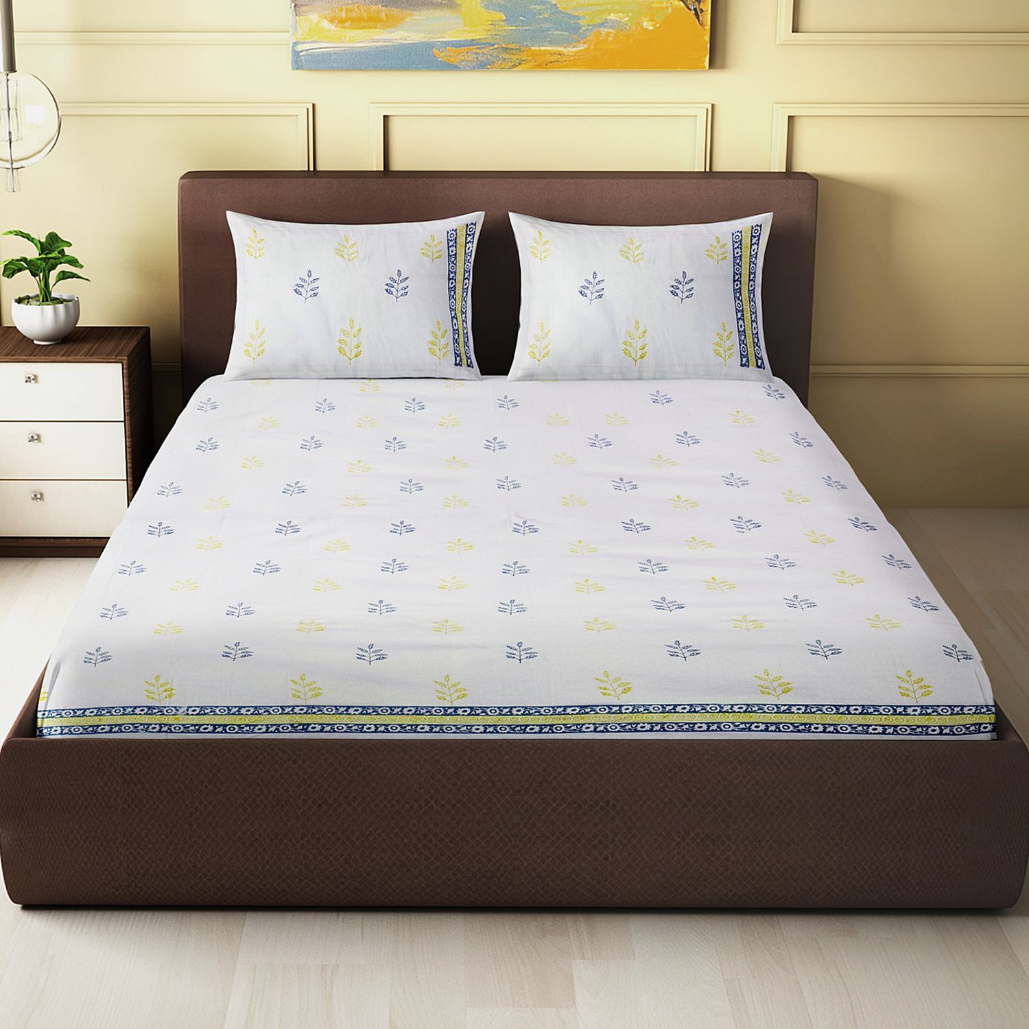 Beautiful-Alankaran Designs - Buti Designs- Hand Block Printed Double Bed Sheet