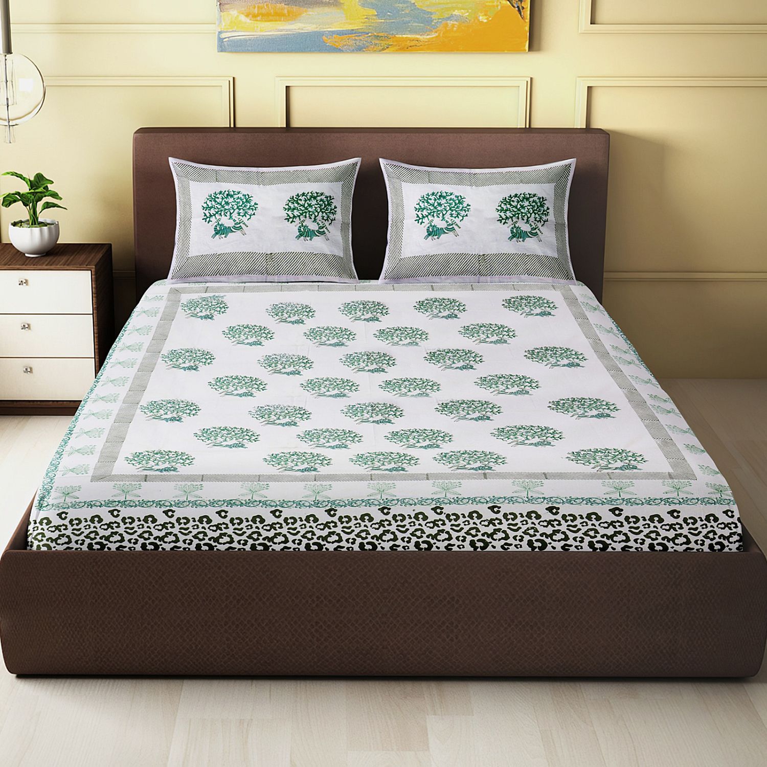 Tribal Motif of Madhya Pradesh - Block Printed King Size Double Bed Sheet