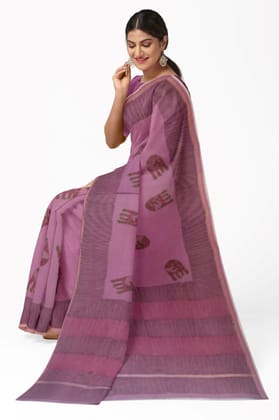 Pink Hand Block Printed  Saree