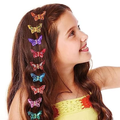 Pack of 12 Pcs Cute Small Crystal Clear Butterfly Hair Clutchers | Claws | Clips Hair Accessories For Women & Girls