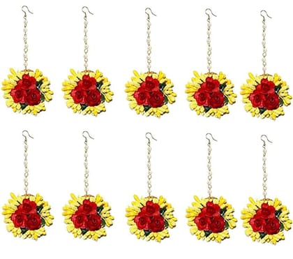 Floral Mangtika Red and Yellow Pack of 2 cards  With 2 Hair clips free