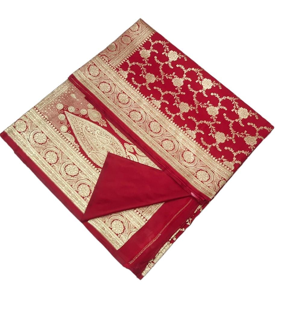 Red Banarasi Katan Silk Saree