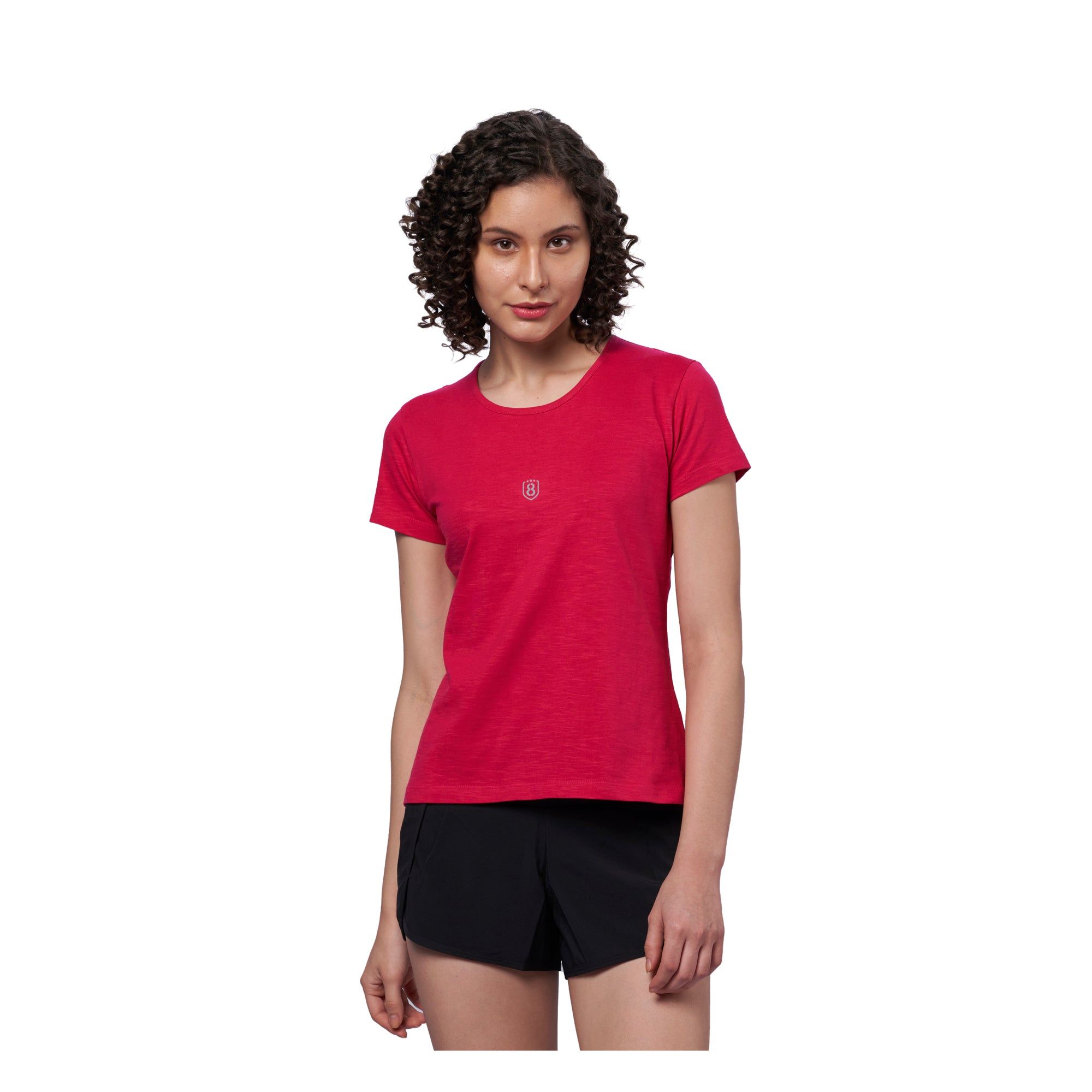 DOMIN8 Women's 100% Cotton High-Low Hem Training T-Shirt