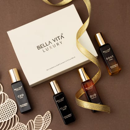 Bella Vita Luxury Man Perfume Gift Set 4 x 20 ml for Men with KLUB, OUD, CEO, G.O.A.T Perfume | Woody, Citrusy Long Lasting EDP Fragrance Scent, PERFUME GIFT SET