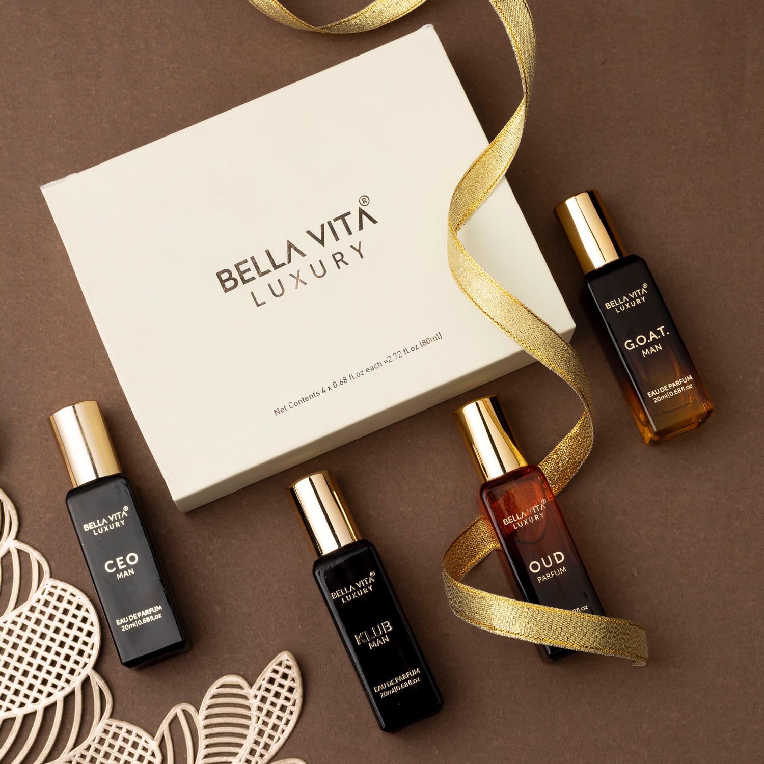 Bella Vita Luxury Man Perfume Gift Set 4 x 20 ml for Men with KLUB, OUD, CEO, G.O.A.T Perfume | Woody, Citrusy Long Lasting EDP Fragrance Scent, PERFUME GIFT SET