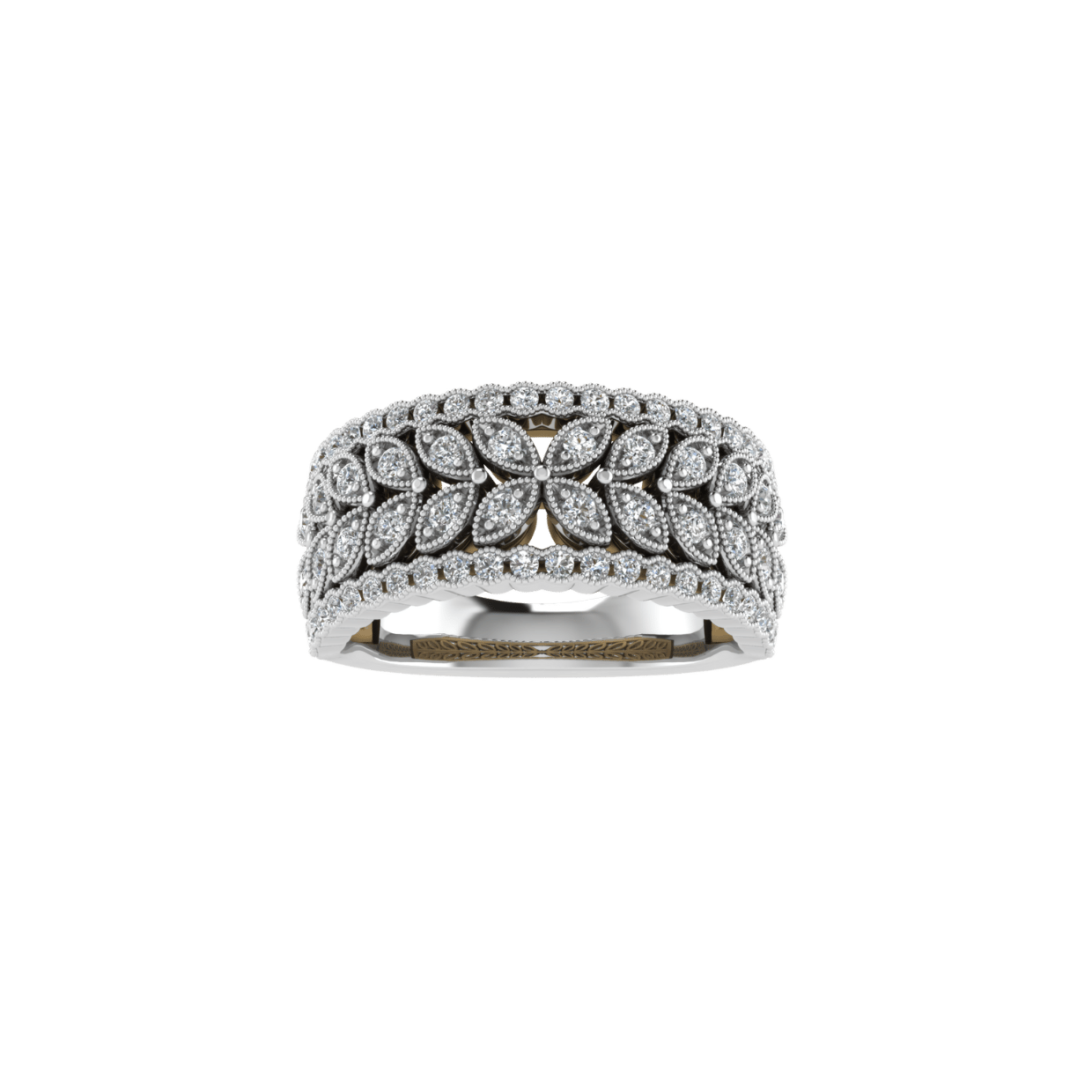 Floral Lattice Diamond Ring