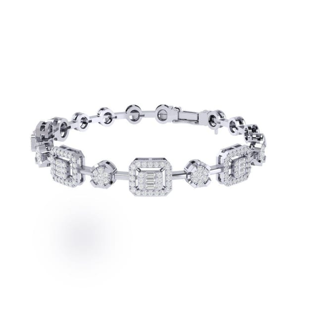 Halo Diamond Pattern Bangle Bracelet - Nuha Jewelers