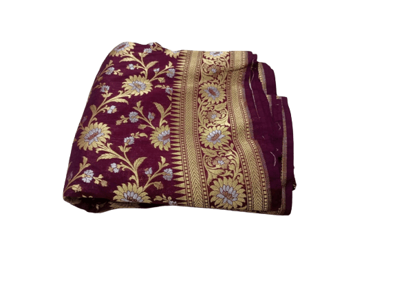 Purple Banarasi Handloom Satin Silk Saree