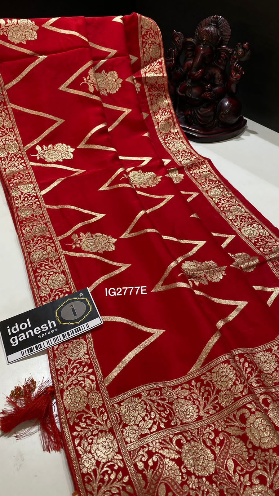 Semi Banarasi Red  Silk Saree