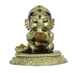 COPPERHOARD Laddu Ganesh Blessing Ganesha with Stand for Home Temple(Murti_CCARCG11)