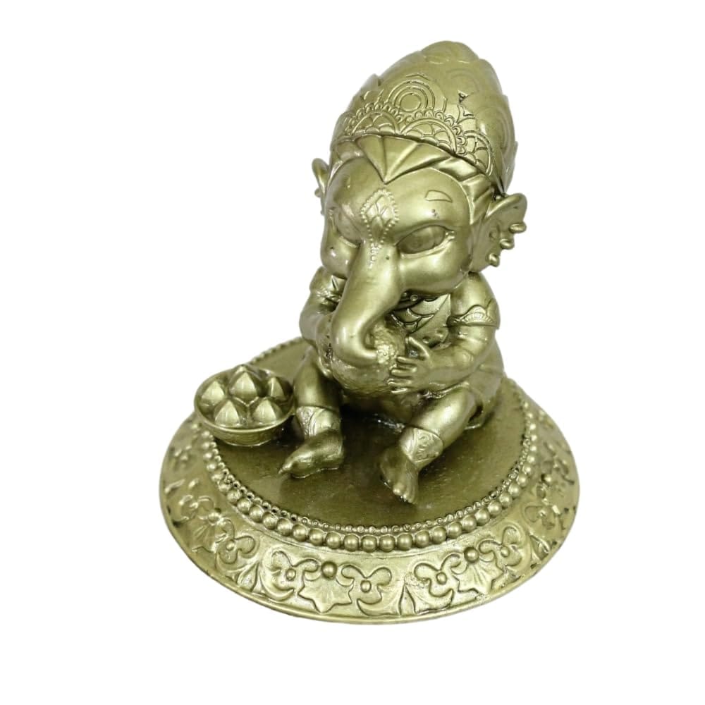 COPPERHOARDLaddu Ganesh Blessing Ganesha Statue Murti with Stand for Home Temple Decor