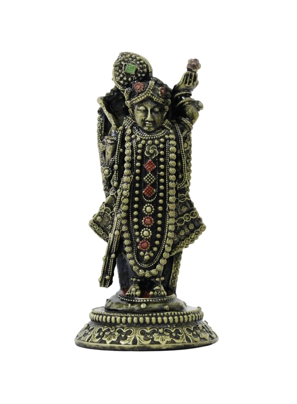 COPPERHOARD Multicolor Black Resin Shreenathji Krishna Murti Statue for Home Temple Gift