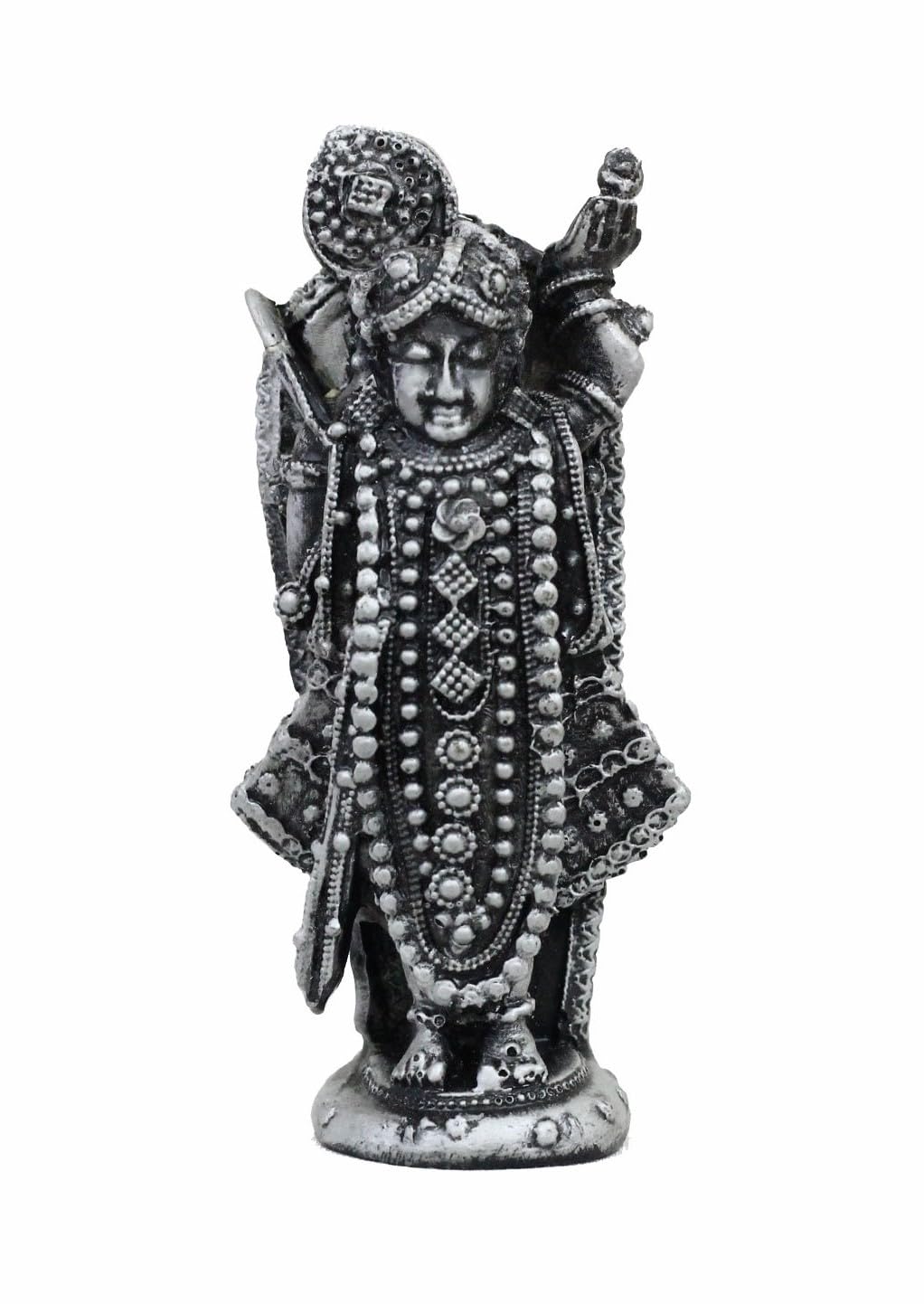 COPPERHOARD Silver Colour Resin Shreenath Ji Murti Idol Statue Beautiful Symbol of Love Trust Perfect for Puja & Gifting