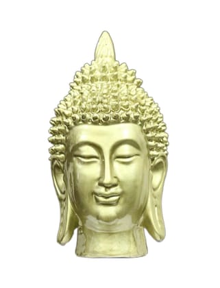 COPPERHOARD Pure Gold Coloured Resin Meditating Buddha Head Statue for Home Temple and as Showpiece.